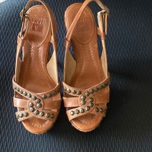 Frye High heel shoe. Few minor scratches, not really noticeable.see pictures.